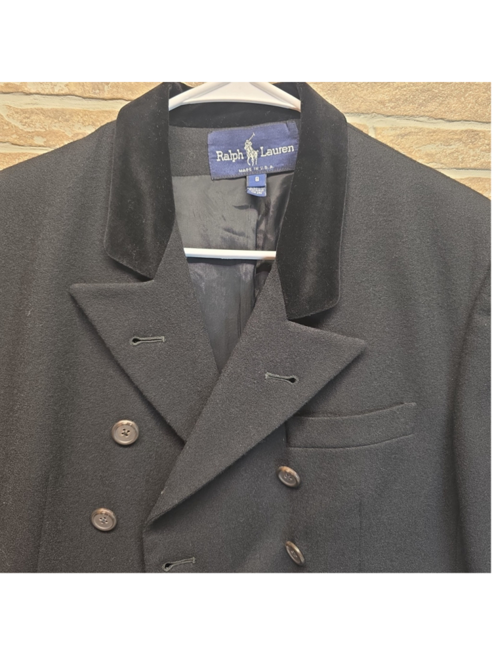 Ralph Lauren Royal Velvet Collar Crest Blazer Womens 100% Wool Double Breasted 8 - Picture 4 of 14